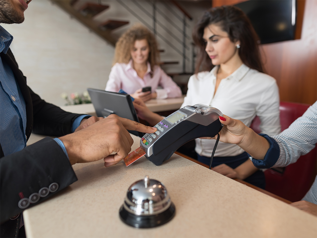 making payment at hotel front desk